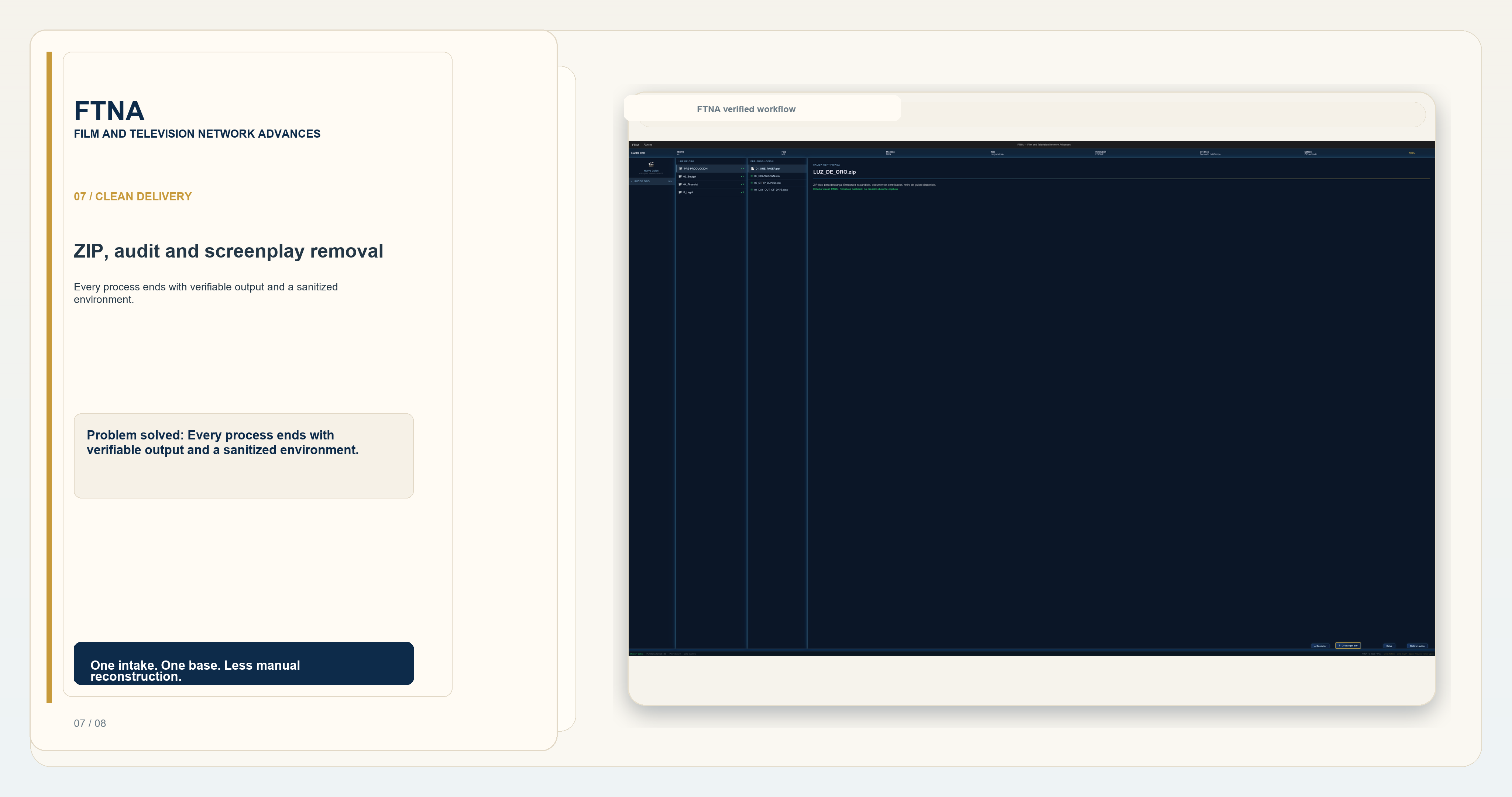 ZIP, audit and screenplay removal